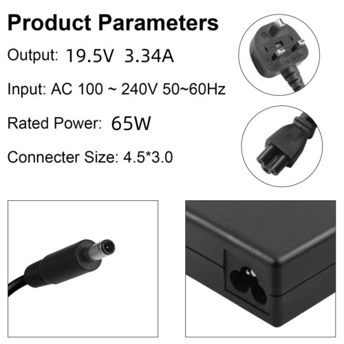 GENUINE LAPTOP CHARGER 19.5V-3.34A, 65W  WITH POWER LEAD